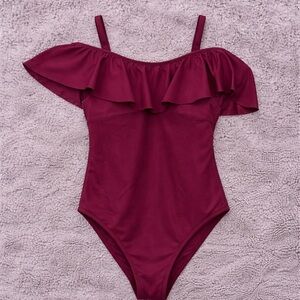 Maternity One Piece Sexy Off the Shoulder Ruffle Bathing Suit Old Navy Sz Small